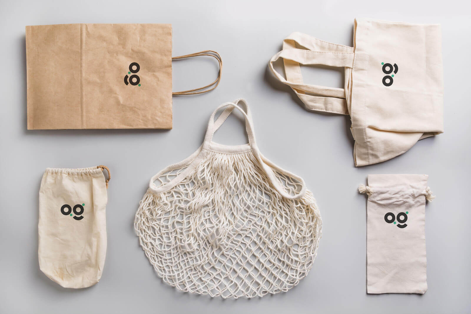 paper, cotton, mesh and jute bags showing eco friendly and zero waste packaging alternatives