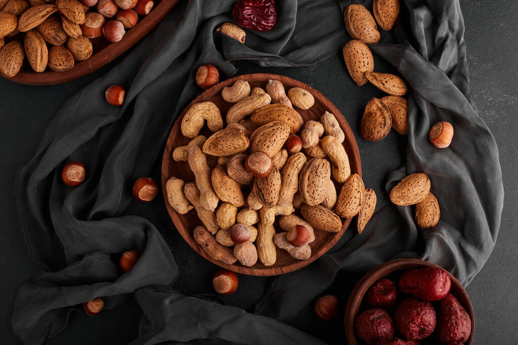 Nuts and almonds picture for high protein Indian food cover