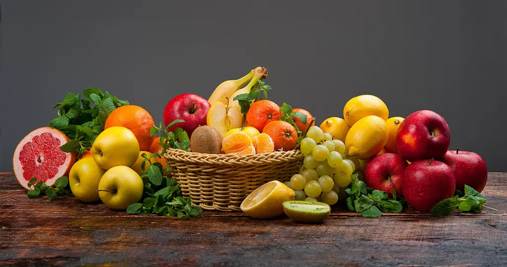 All colorful fruits as the best organic and healthy food choice