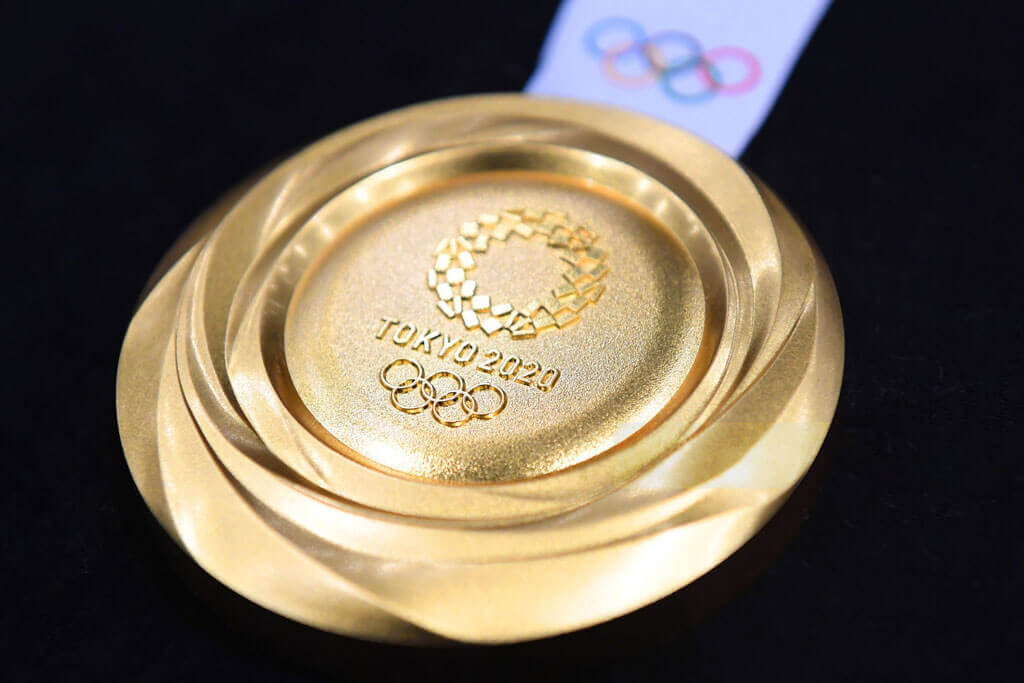 image showing an Olympic medal for tokyo olympics 2020 made from metal waste